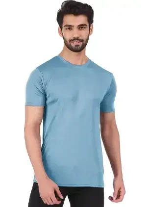 Plain Mens Round Neck SkyBlue Tshirts